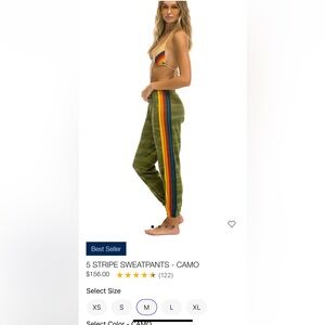 Women’s Aviator Nation Camouflage Joggers with Rainbow Stripe M